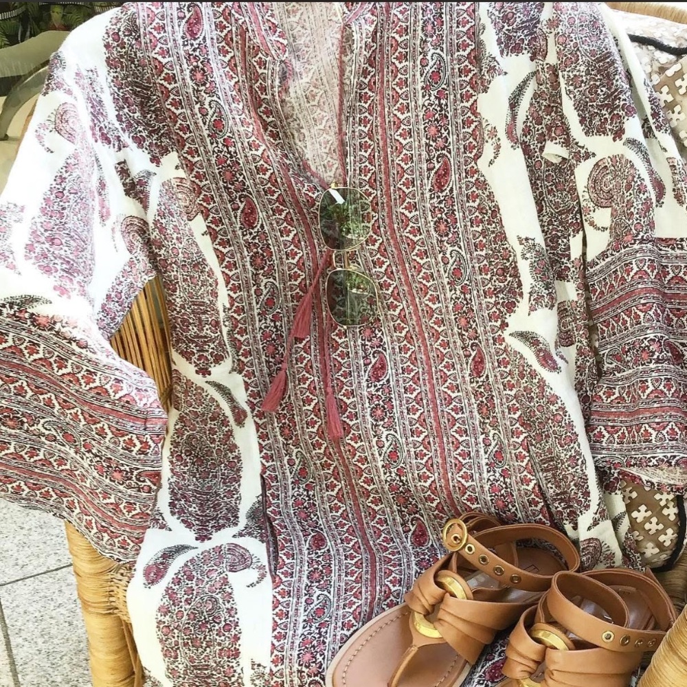 BOTEH Calico Linen Paisley Print Tunic Dress - Picture 2 of 12